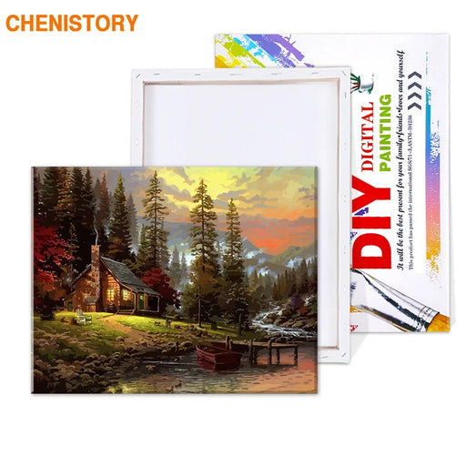 DIY Landscape Painting Kit with Interchangeable Wooden Frame - Complete Art Set for Home Decor and Wall Art Display