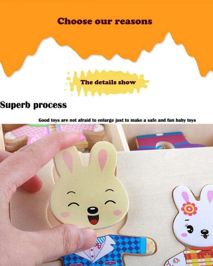 Charming Bear Adventure Dress-Up Wooden Puzzle Set