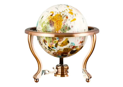 Gemstone-Accented 22cm World Globe with Contemporary Metal Stand