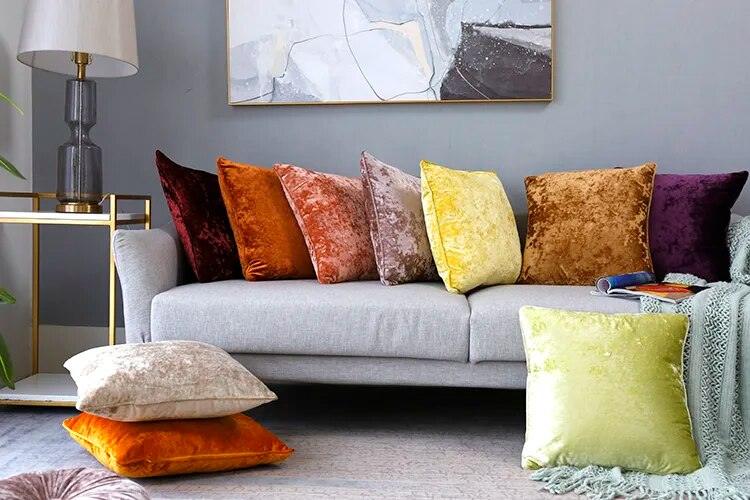 Opulent Golden Velvet Pillow Cover Set - Stylish Sizes for Home, Car, and Office