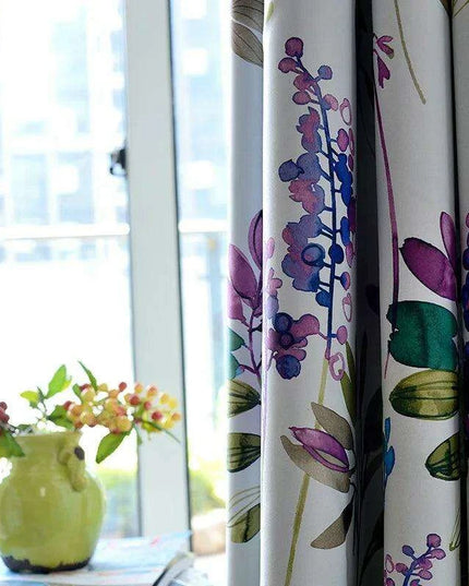 Elegant Purple Floral Blackout Curtains for Home Decor