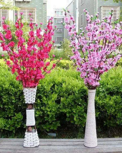 Elegant Artificial Peach Blossom Silk Flower Branches for Weddings and Home Decor