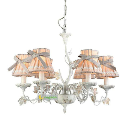 Sophisticated Blush Pink LED Chandelier – Stylish Fabric Shade Lighting for Every Room