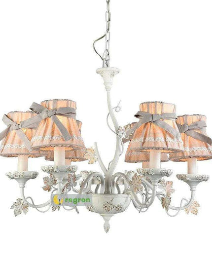 Sophisticated Blush Pink LED Chandelier – Stylish Fabric Shade Lighting for Every Room