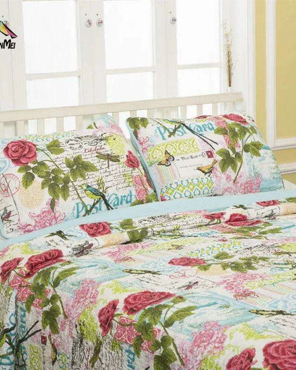 100% Cotton Queen Quilted Bedspread Set