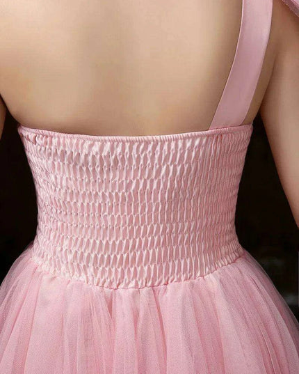 One-Shoulder Mesh Cocktail Dress for Bridesmaids and Special Occasions