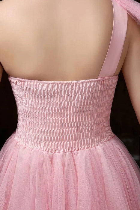 One-Shoulder Mesh Cocktail Dress for Bridesmaids and Special Occasions