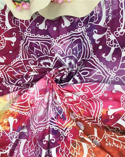 Bohemian Mandala Beach & Yoga Round Mat - Stylish Picnic Tapestry