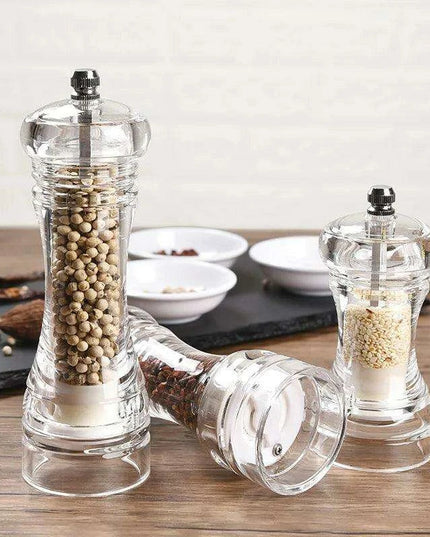 Versatile Clear Acrylic Pepper Mill with Adjustable Grinding Settings