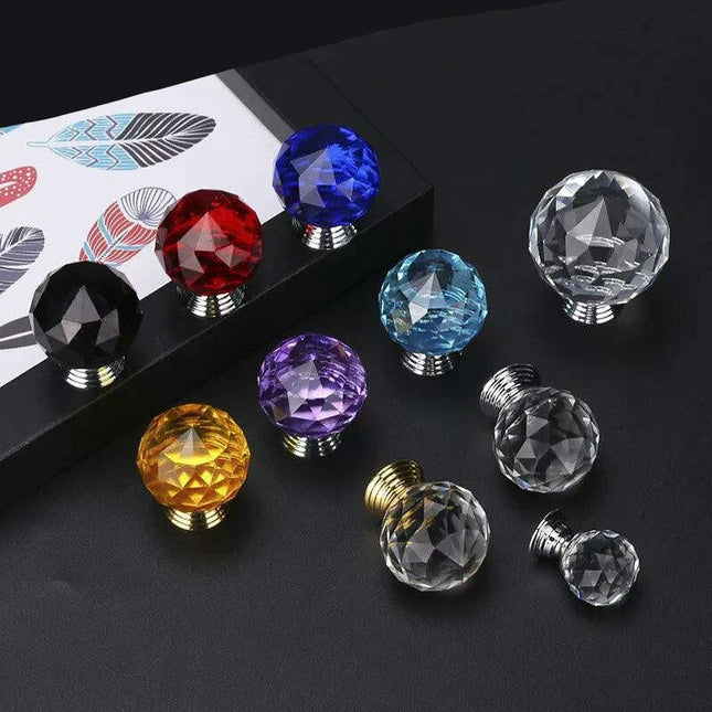 30mm Colorful Crystal Glass Drawer Pulls for Elegant Home Enhancement