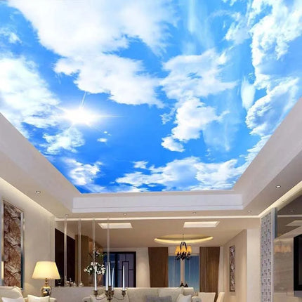 Homeby 3D Blue Sky & White Clouds Wallpaper Mural for Ceiling Decor
