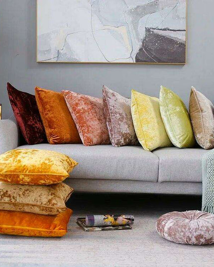 Plush Golden Velvet Pillow Cover Set - Perfect for Home, Vehicle, and Office Elegance