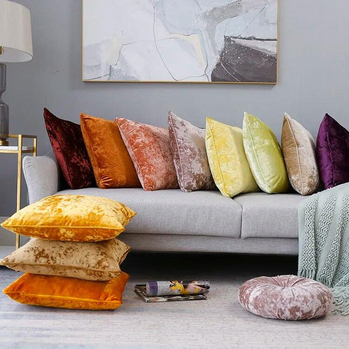 Plush Golden Velvet Pillow Cover Set - Perfect for Home, Vehicle, and Office Elegance