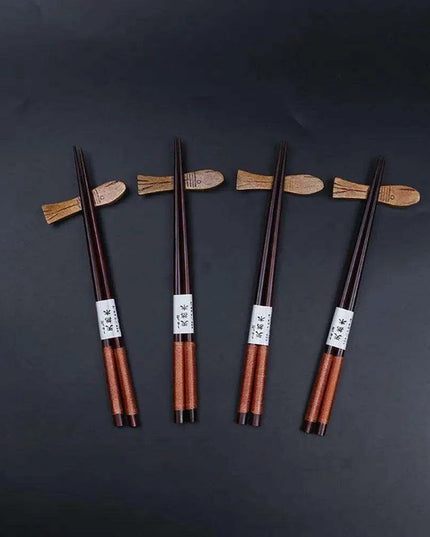 Sophisticated Bamboo Chopsticks Set with Stylish Rack for Elegant Dining Experience