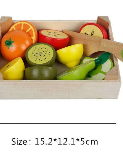 Montessori Wooden Kitchen Playset - Interactive Pretend Cooking Toy with Fruit & Vegetable Cutting Set for Children