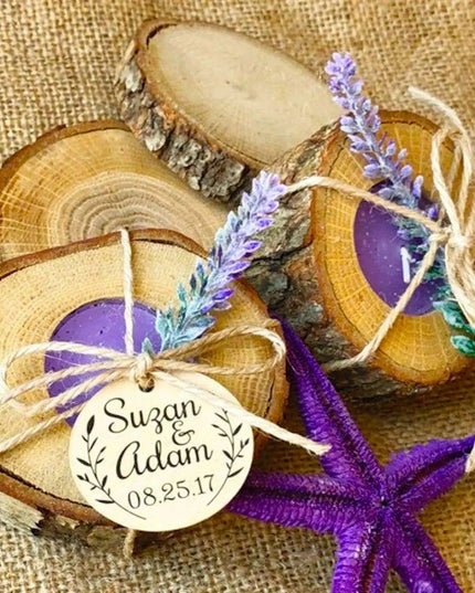 Personalized Rustic Oak Tealight Candle Holders - 15-Piece Celebration Set