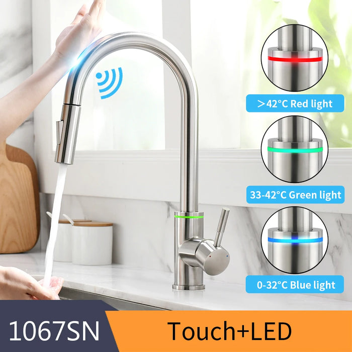 Smart Touch Kitchen Faucet with Sensor and Rotate Function