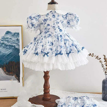 2PCS Delightful Vintage Spanish Lace Summer Dresses with Bow for Toddler Girls - Eid Festivity Collection Y2925