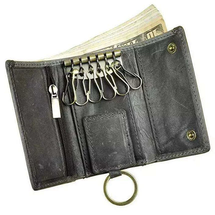 Elegant Leather Men's Multifunctional Wallet Set with Key Organizer and Remote Holder