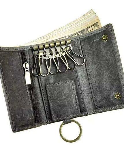 Elegant Leather Men's Multifunctional Wallet Set with Key Organizer and Remote Holder