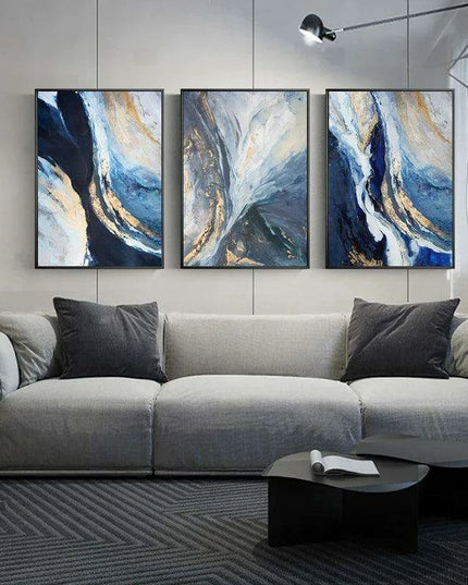Tranquil Abstract Canvas Art in Nordic Blue - Stylish Modern Decor for Any Space