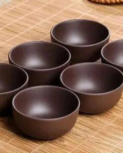 Handmade Artisan 6-Piece Purple Clay Tea Cup Collection for Tea Lovers