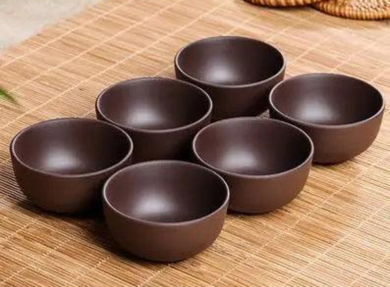 Handmade Artisan 6-Piece Purple Clay Tea Cup Collection for Tea Lovers