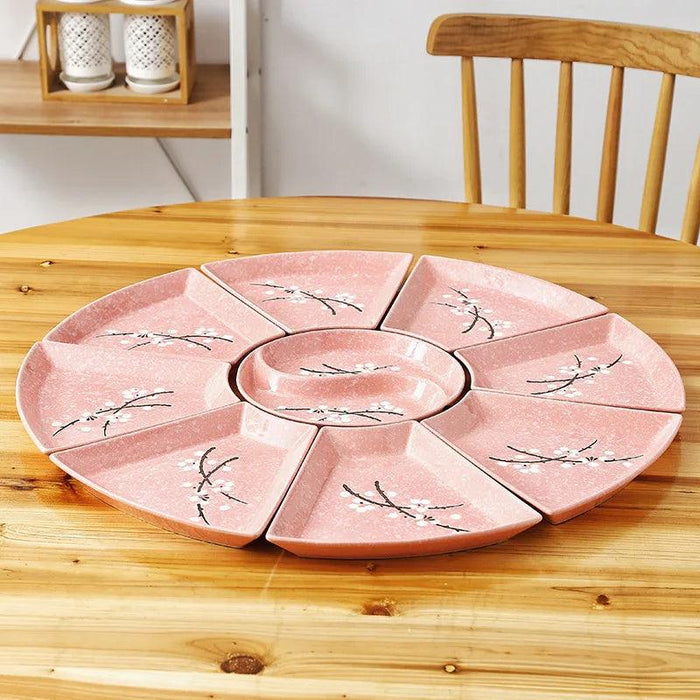 Artisan Hand-Painted Japanese Ceramic Dining Set with Elegant Platter and Bowl
