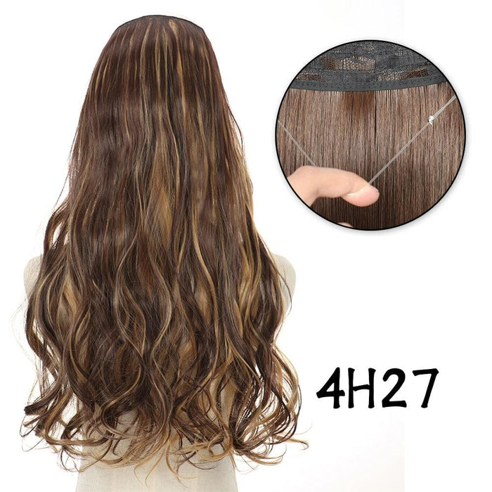 Blonde and Black Halo Hair Extensions for Effortless Volume and Length Boost