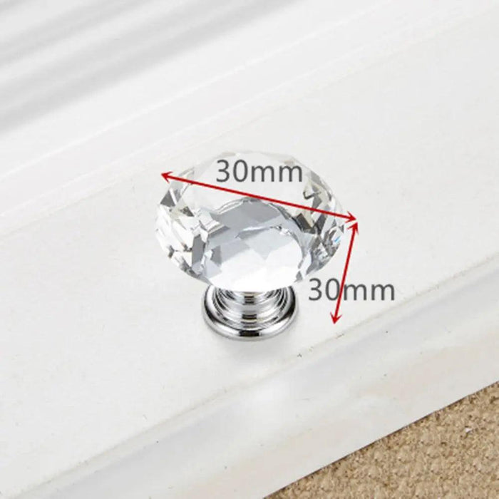 Elegant 30mm Diamond Crystal Glass Cabinet and Drawer Knobs for a Glamorous Touch