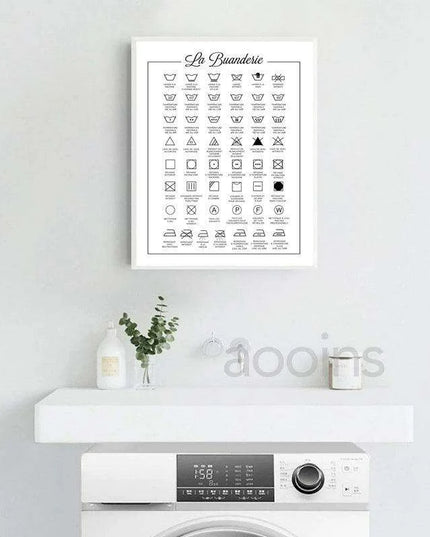 Scandinavian Chic Monochrome Canvas Art for Laundry Room Aesthetics
