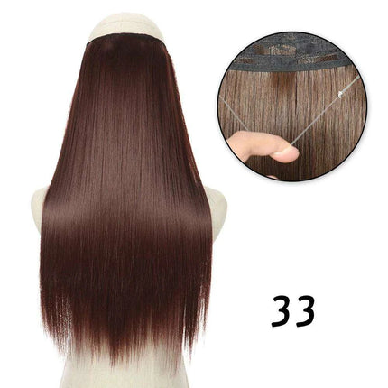 Blonde and Black Halo Hair Extensions for Effortless Volume and Length Boost