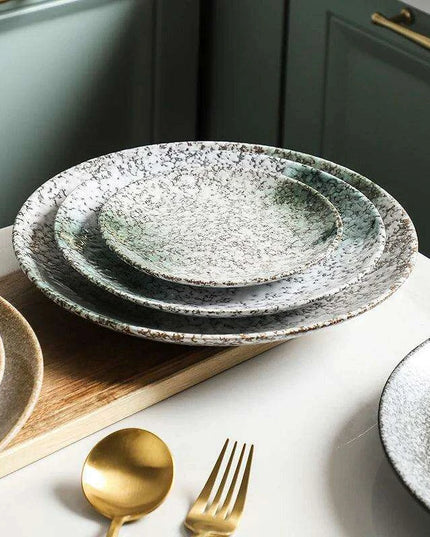 Elegant Japanese Stoneware Dining Plate Set - Choose Your Ideal Size (6, 8, or 10 Inch)