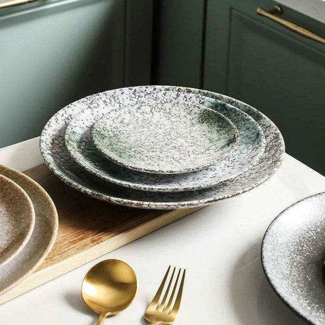 Elegant Japanese Stoneware Dining Plate Set - Choose Your Ideal Size (6, 8, or 10 Inch)