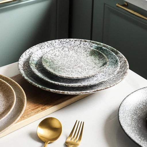 Elegant Japanese Stoneware Dining Plate Set - Choose Your Ideal Size (6, 8, or 10 Inch)