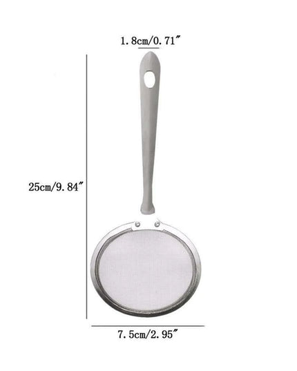 Japanese Stainless Steel Fine Mesh Skimmer Ladle with Extended Handle for Safe Oil and Steam Handling