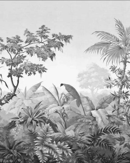 Elegant Monochrome 3D Banana Leaf Wallpaper for Stunning Home Interiors