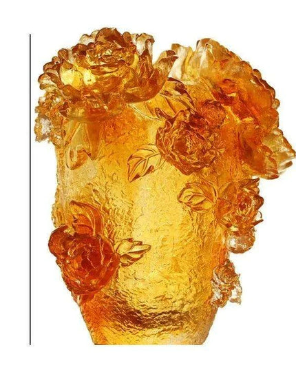 Majestic Noble Purple Tree Peony Glass Vase - Premium Colored Glaze Decor