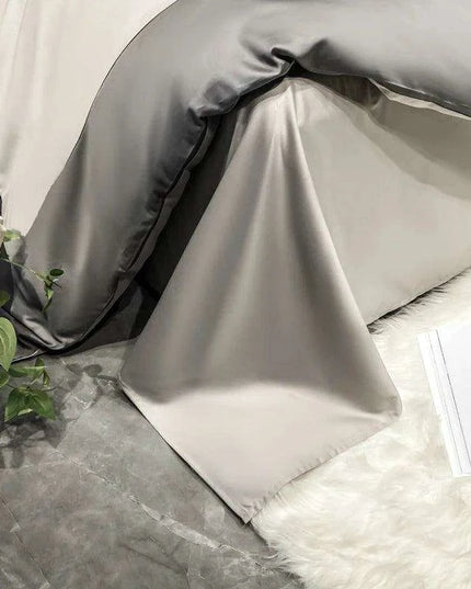 Elegant Gray 60S Egyptian Cotton Luxury Bedding Set with Intricate Embroidery - Duvet Cover, Sheet & Pillowcases