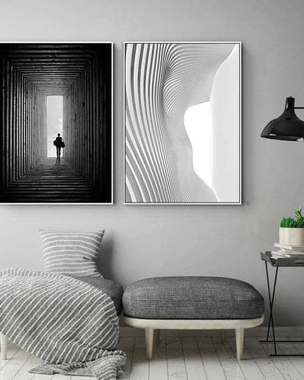 Sophisticated Nordic Monochrome Abstract Architectural Canvas - Exclusive Edition Charm