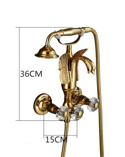 Luxurious Gold Swan Design Shower Faucet Set with Handheld Mixer Taps