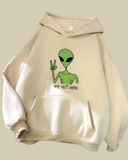 Quirky Green Alien Hoodies for Girls - Fun and Cozy Winter Sweatshirts