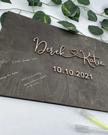 Personalized 3D Heart-Shaped Wedding Guest Book - Cherished Love Story Keepsake