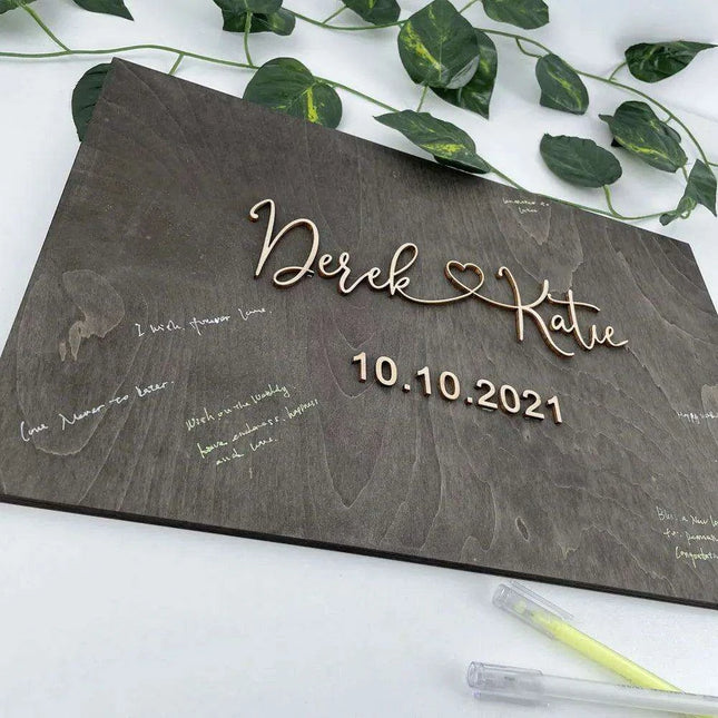 Personalized 3D Heart-Shaped Wedding Guest Book - Cherished Love Story Keepsake