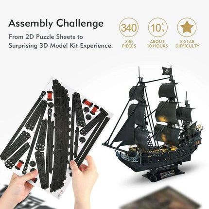 Luxurious LED-Enhanced 3D Model of the Historic Queen Anne's Revenge Pirate Ship