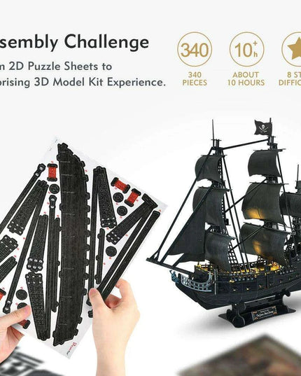 Luxurious LED-Enhanced 3D Model of the Historic Queen Anne's Revenge Pirate Ship