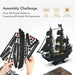 Illuminated 3D Metal Puzzle Kit - Queen Anne's Revenge Pirate Ship Model for Adults and Teens, 340-Piece Challenge