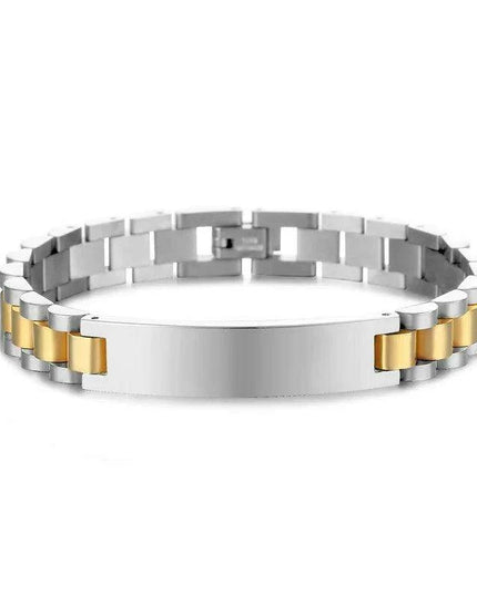 Customizable Gold Chain Nameplate Bracelets for Him and Her