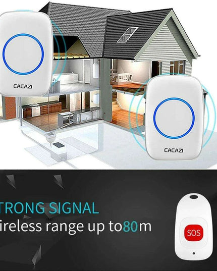Smart Home Wireless Doorbell System with Emergency SOS Feature, 80M Range, Multi-Receiver Compatibility, and Custom Ringtone Options