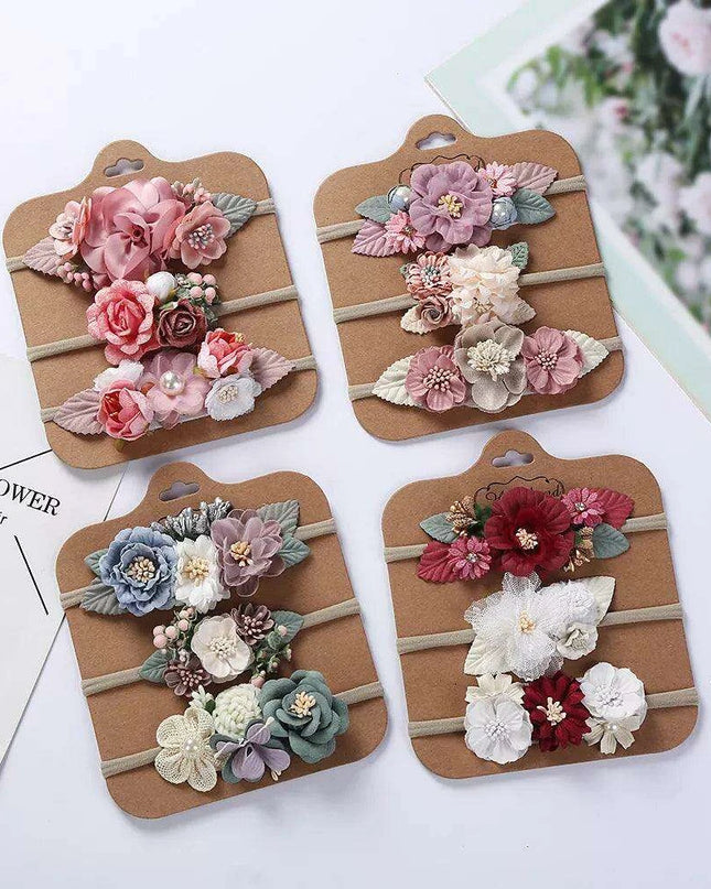 Adorable Pearl-Embellished Floral Headband Set for Babies - Ideal for Photography